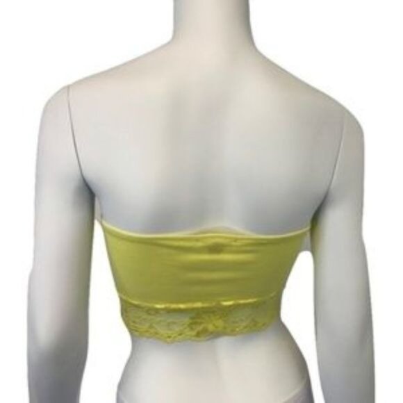 Bozzolo Yellow Contrast Lace Bandeau Top With Button Front Detail - Picture 3 of 3